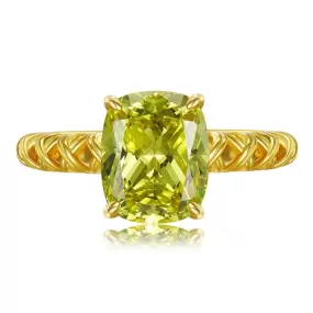 9*11mm Peridot Square Vintage 18K Gold Plated 925 Sterling Silver Ring