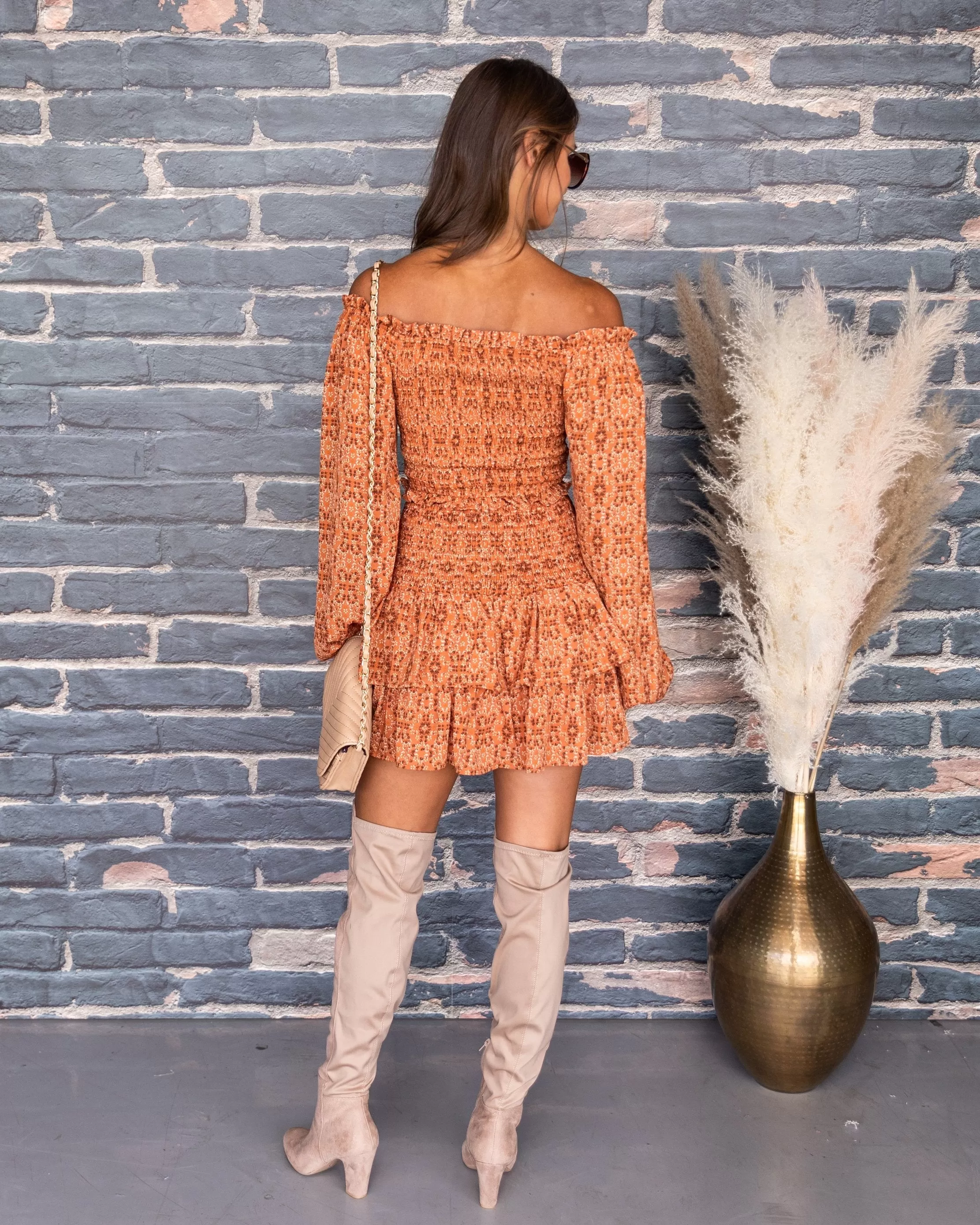 Brooklyn Floral Smocked Skirt - Rust