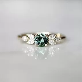 Emerald Zircon Gemstone Silver Ring