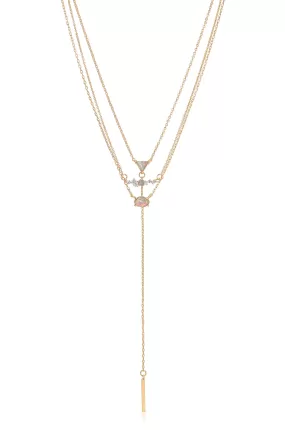 Layered Opal Lariat Necklace Set of 3